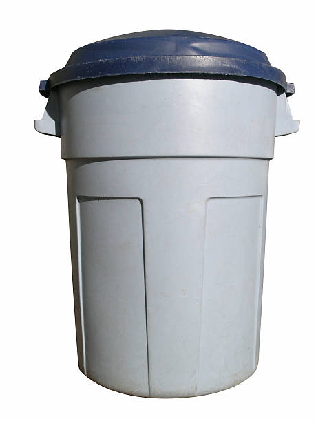 Gray plastic trash bin isolated on a white background Plastic trash can with clipping path. wastepaper basket photos stock pictures, royalty-free photos & images