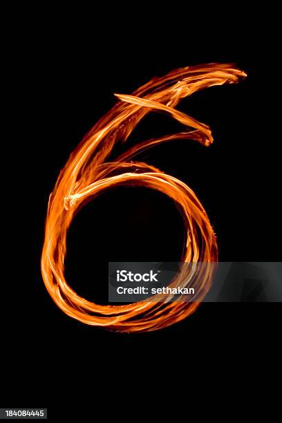 Numbers In Flames 6 Stock Photo - Download Image Now - Circle, Concepts, Curve