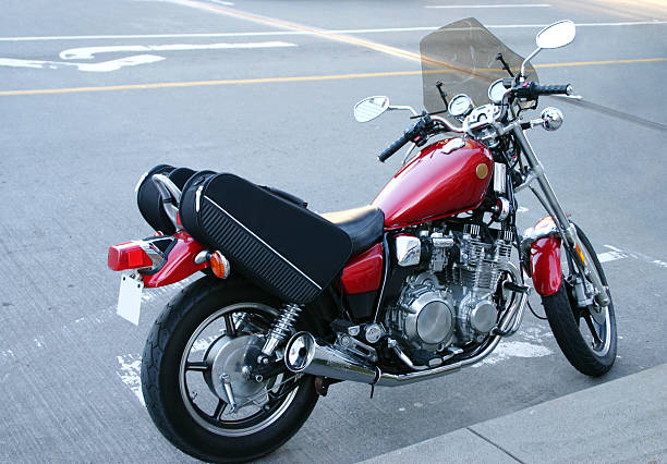 features a red bike