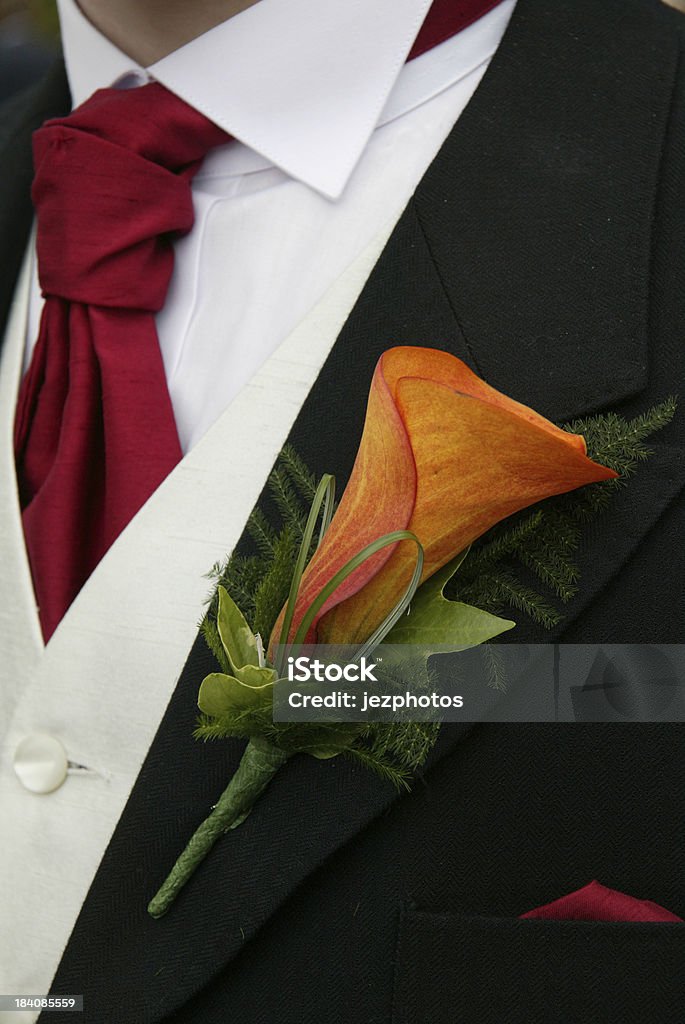Laranja buttonhole do noivo - Royalty-free Colete Foto de stock