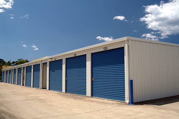 istock Row of storage rooms or garages 184085763