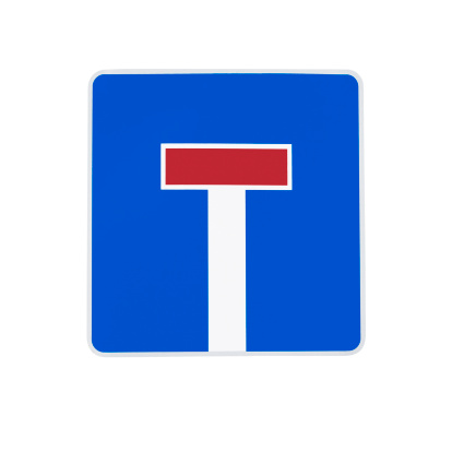 European road sign: Dead end street. Sackgasse. Isolated on White. Clipping path included!