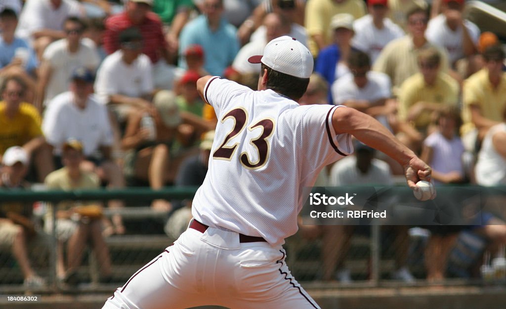 Adult baseball pitcher with spectators in background a pitcher in baseball Sport Stock Photo