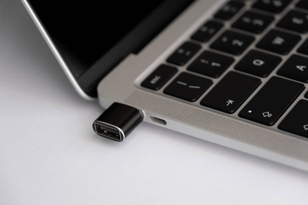istock Old USB to type-c adapter in a modern laptop 1840866017