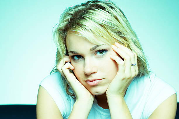 Blonde Young Woman Beautiful Young Adult Blonde Woman hf7 stock pictures, royalty-free photos & images