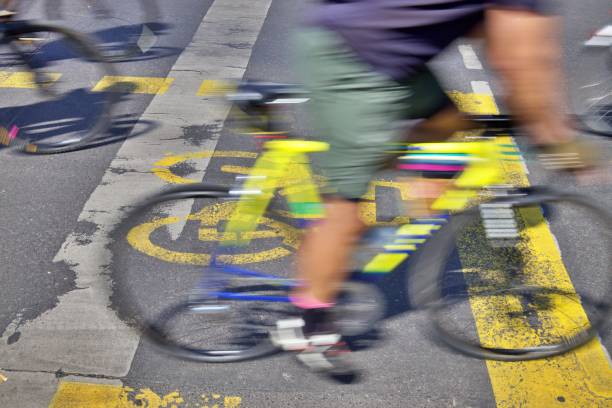 istock Bicycle traffic in bike lane 1840875712