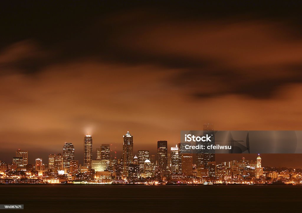 Seattle skyline de Noite - Royalty-free Amizade Foto de stock