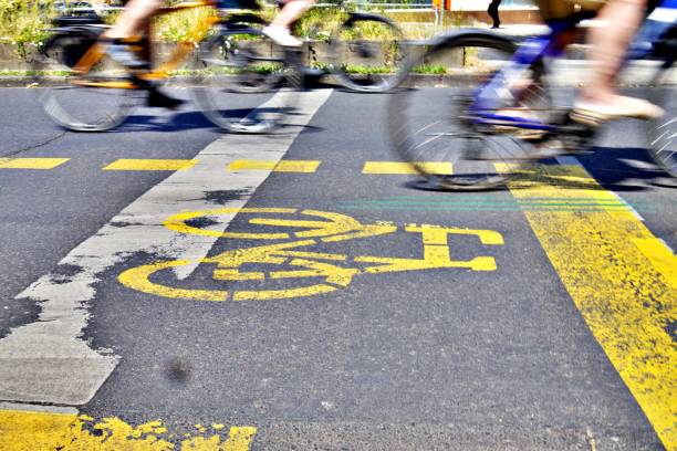 istock Bicycle traffic in bike lane 1840876767