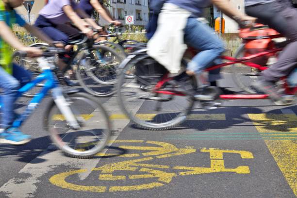 istock Bicycle traffic in bike lane 1840879002