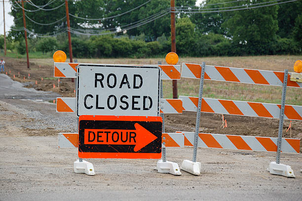 istock Road Closed and Detour Signs 184088389
