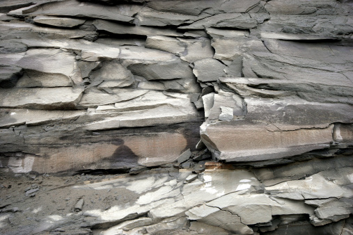 Close up of a shale cliff.