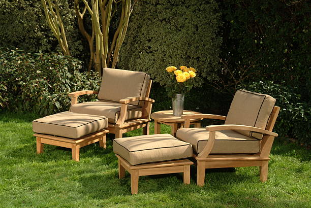 Comfortable classic garden chairs stock photo