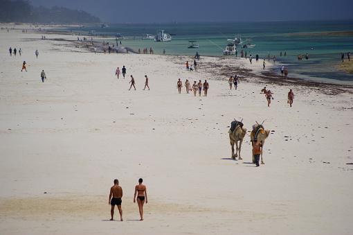 Kenya, Ukunda, Diani Beach. Rest by the Indian Ocean in resorts, landscapes, people, water, tourism, relaxation.
