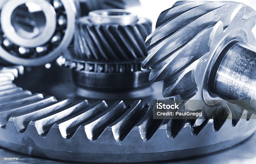 Engineering background of gears Toned  image for engineering background made with worn gears.Here are similar images. Ball Bearing Stock Photo