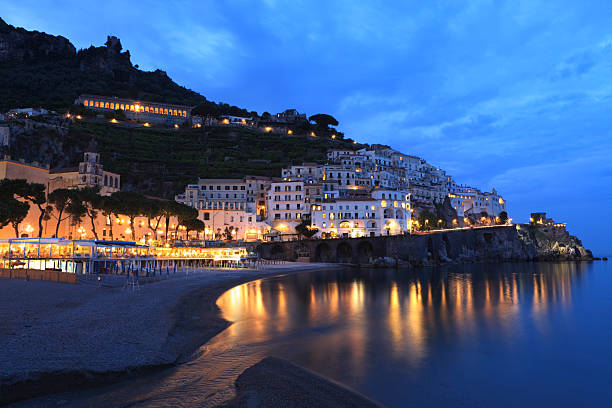 istock Amalfi and beach by night, Campania Italy 184091079