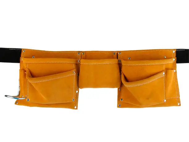 Here is a tool belt on a white background. Use as is or add your own tools. The image has a clipping path.Below is a full version of the same tool belt. Please note that the position of the tool belt in the image above is similar but not an exact match to the position of the image below.