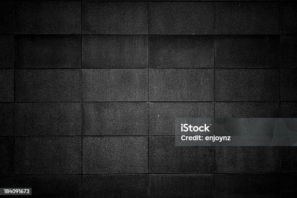 Concrete Block Wall Stock Photo - Download Image Now - Black Color, Concrete Block, Wall - Building Feature