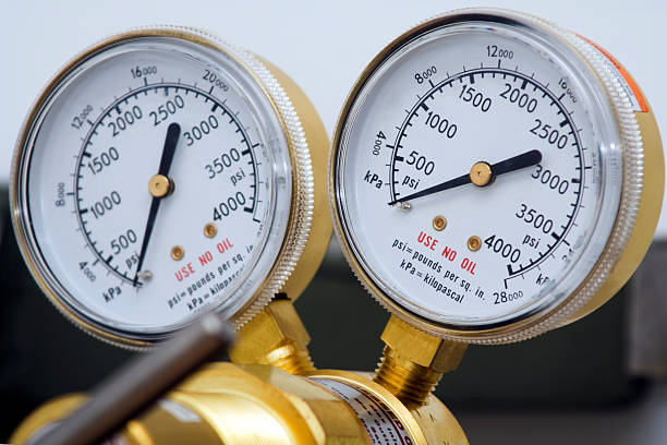 Dual Pressure Guages stock photo