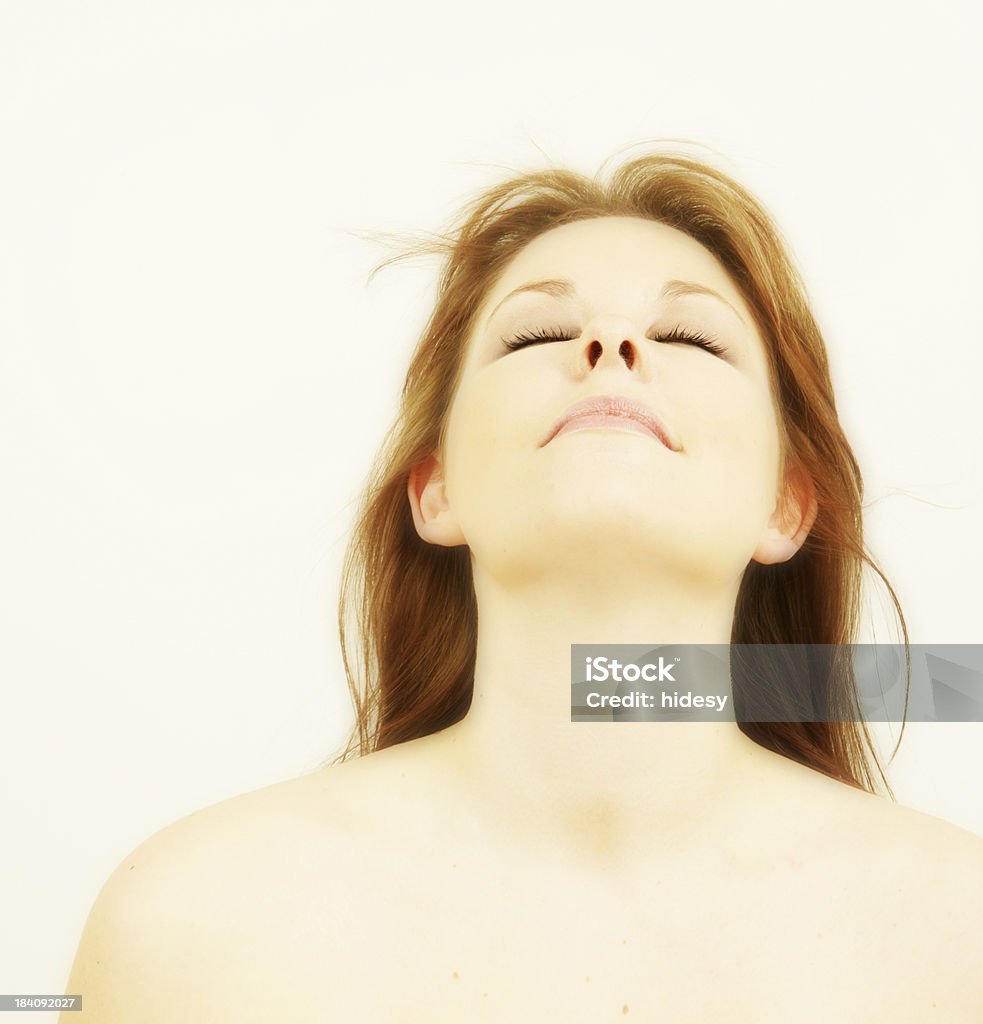 Inner Power Woman Inhaling Stock Photo
