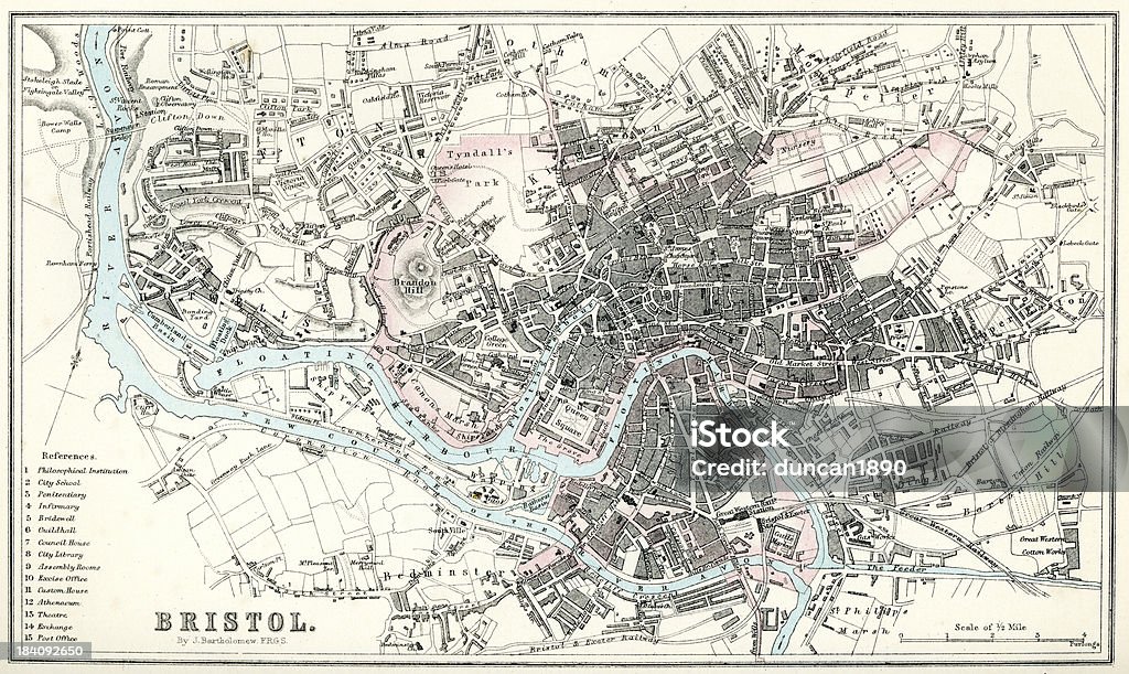 Mapa de Bristol - Royalty-free Bristol - Inglaterra Ilustração de stock