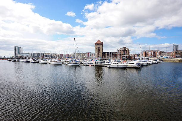 Swansea Marina in the UK on a cloudy day "Swansea marina, UK" swansea stock pictures, royalty-free photos & images