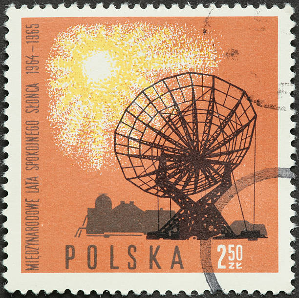 istock large radio antenna on a Polish postage stamp 184093182