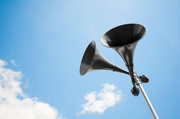 istock Megaphone loudspeakers standing high up in the air 184093371