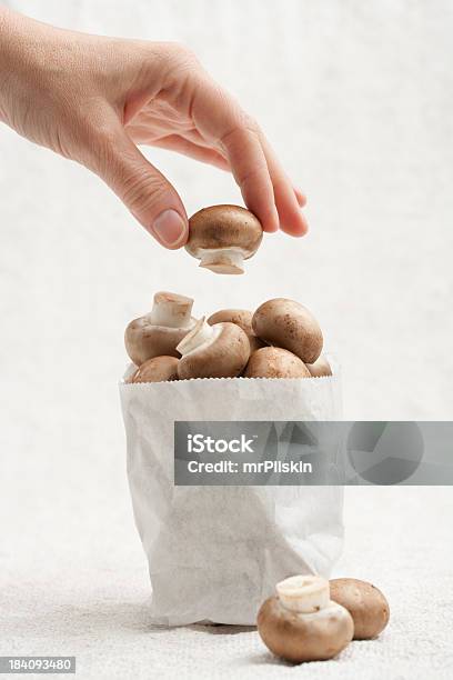 Handpicked Fresh Mushrooms Stock Photo - Download Image Now - Bag, Burlap, Caught In The Act