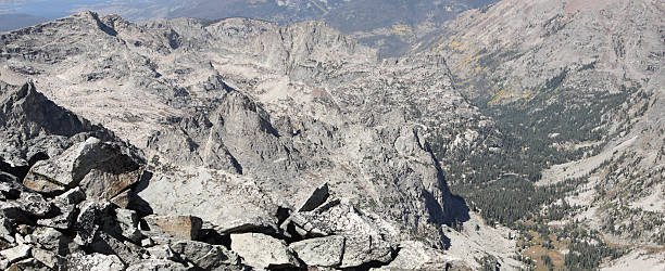 istock rugged Rocky Mountain valley from above 184093855