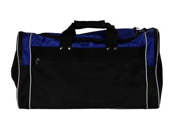 black & blue duffel bag stock photo