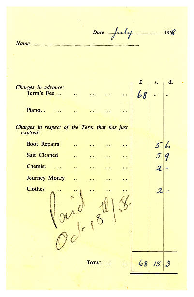 istock Bill for school fees, 1958 184094659