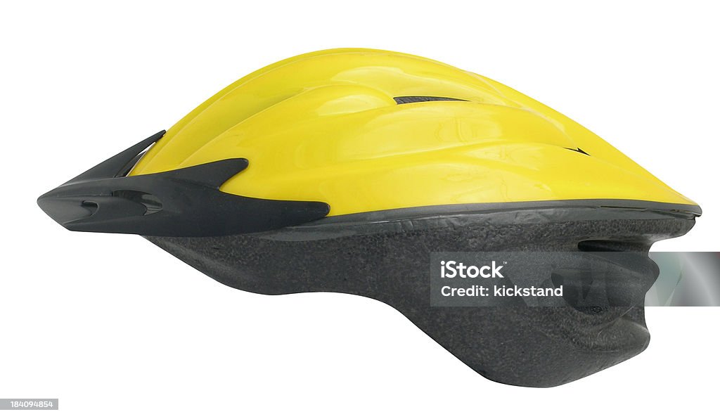 Bicycle Helmet w / path Yellow adult's bicycle helmet with clipping path. Cycling Helmet Stock Photo