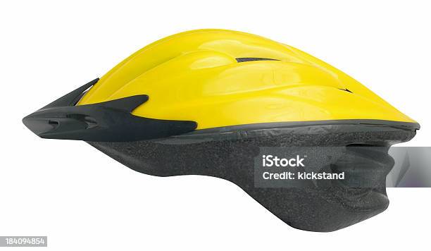 Bicycle Helmet W Path Stock Photo - Download Image Now - Cycling Helmet, Yellow, Clipping Path