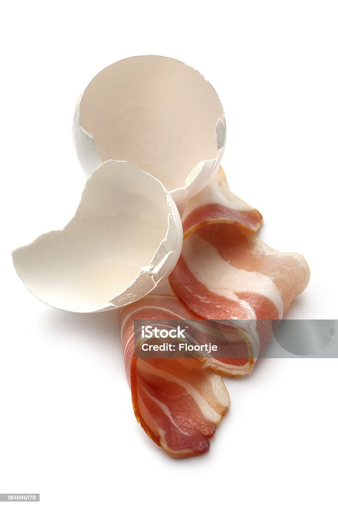 Ovos: Casca-de-ovo e Bacon - Foto de stock de Bacon royalty-free