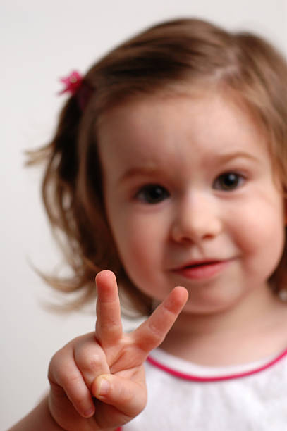 istock Little Girl Showing She's Two Years Old 184096306