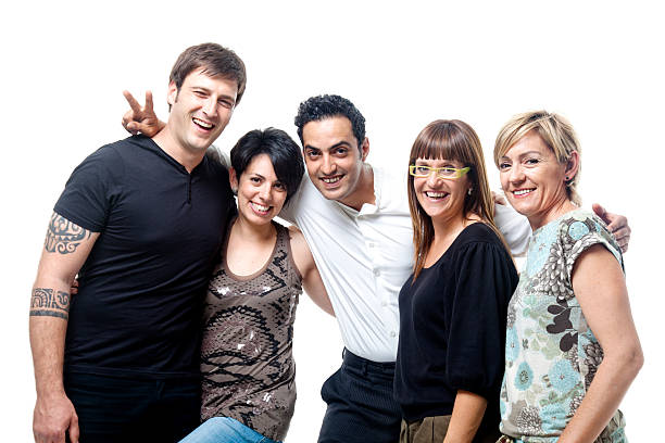 istock Happy groupof friends, isolated 184096720