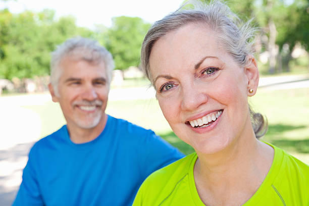 istock Older couple looking happy and bright 184096957