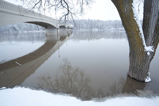 assiniboine park winnipeg - manitoba winnipeg winter bridge fotografías e imágenes de stock