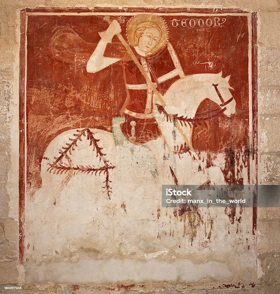 Peinture murale iIn la crypte de San Nicola Pellegrino cathédrale, de Trani - Photo de Trani libre de droits