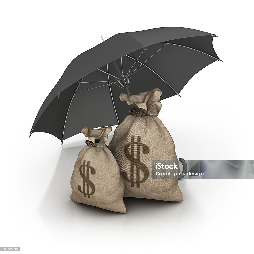 Долларов Пакет и зонт - Стоковые фото Американская валюта роялти-фри