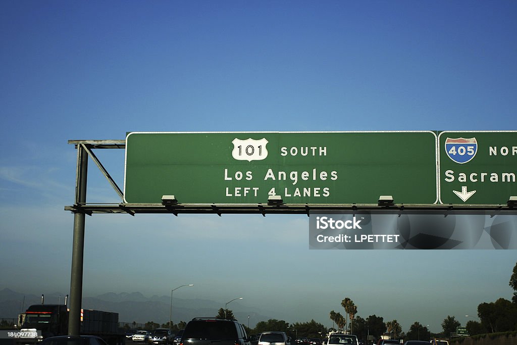 Los Angeles 101 Freeway sair num dia soalheiro. - Royalty-free Autoestrada Foto de stock