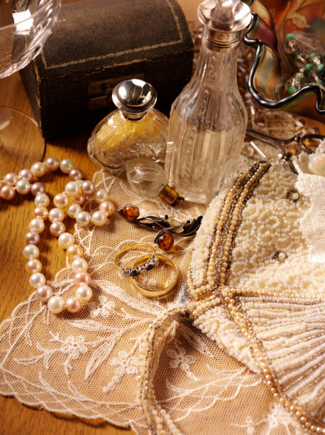 istock Vintage Perfume Bottles and Lace 184099229