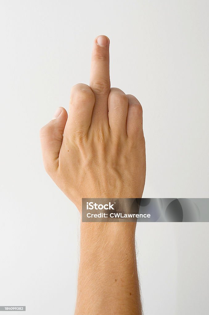 Mão mostrando o dedo médio - Foto de stock de Arremessar royalty-free