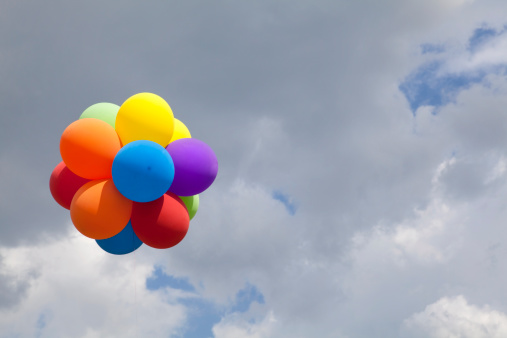 Balloon floating in ominous skys