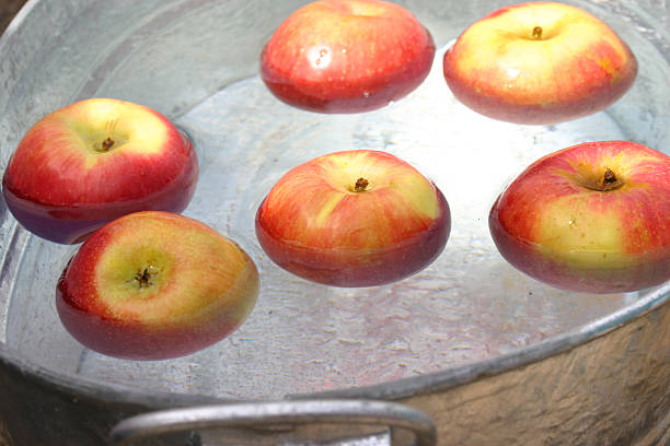 apple bobbing stock photo