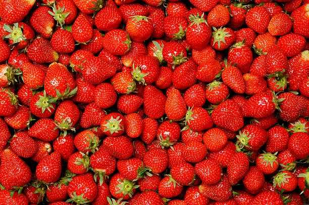 Background of hundreds of grade 'A' strawberries