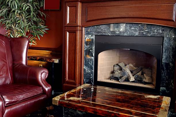 istock Traditional style living room with a fireplace 184100462