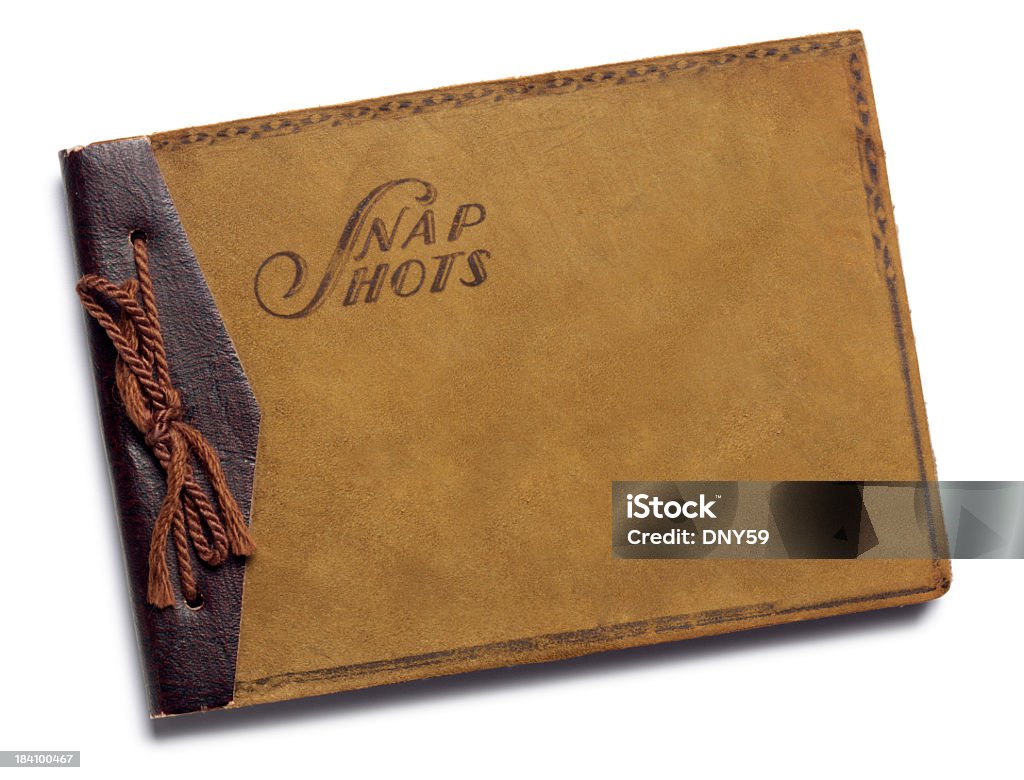 Camoscio marrone antico scrpabook isolato su sfondo bianco - Foto stock royalty-free di Album fotografico