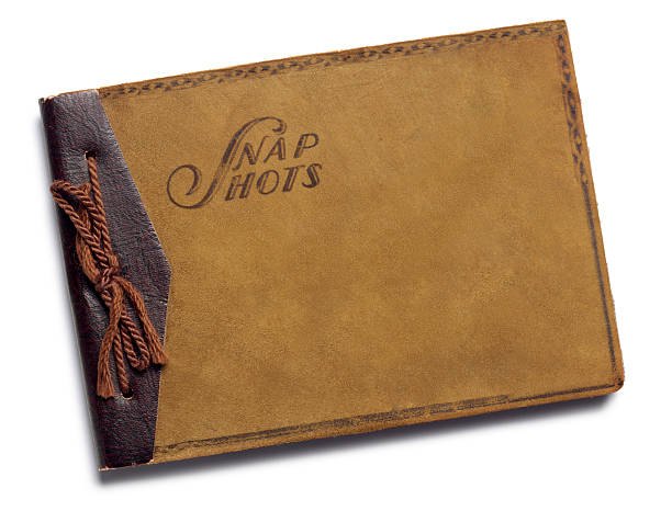 istock Antique brown suede scrpabook isolated on white background 184100467