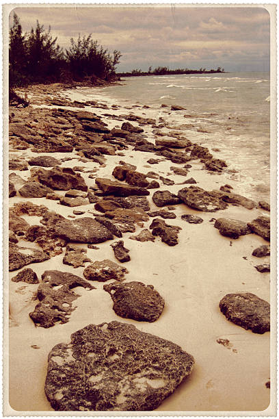 istock Rocky Beach in Eleuthera, Bahamas - Vintage Postcard 184100879